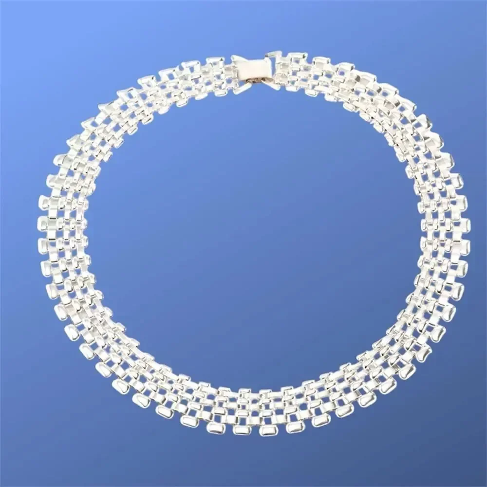 Elegant Chunky Link Chain Silver Necklace for Women
